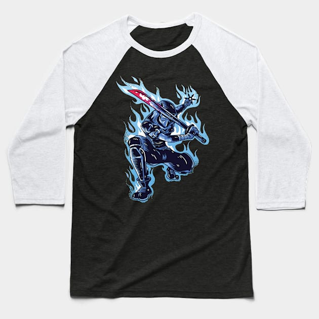 Blue Ninja Baseball T-Shirt by madeinchorley